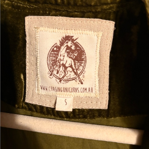 Chasing Unicorns Olive Revolution Velvet Jacket S - Picture 3 of 4